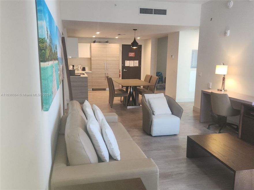 Just Only One block from the Beach !!! -  Fully Furnished and Equipped - 3 TV's. No Rental Restrictions, you can rent it per day, week, month. Washer / Dryer in unit - Per Assoc rules, you can rent it for up to 6 people. The Condo-hotel provides 24-hour valet and concierge services, rooftop bar and grill, coffee shop, spa, fitness center, playground for kids, heated pool, etc. You can rent it directly or use the Hotel-rental program as you wish. Airbnb and most rental platforms allowed. Den is used as second bedroom. Assoc fee includes Cable-TV, Internet, Electric, facilities, Amenities,