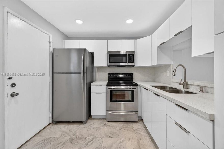 Fabulous 1/1 condo just 1 mile from the beach in an all-ages building! This 3rd-floor unit features a private balcony, beautifully renovated kitchen with quartz countertops, laminate wood floors throughout, and a spacious bedroom with walk-in closet. Building amenities include EV charger, pool, gym, clubhouse, card room, elevator, storage, and common laundry. Perfect location within walking distance to shops, groceries, and restaurants, with quick access to Aventura Mall, Intracoastal, and casinos. 40-year certification complete, rentals allowed after 1 year—ideal for first-time buyers, vacation retreat, or smart investment. Don’t miss this opportunity—schedule a showing today!