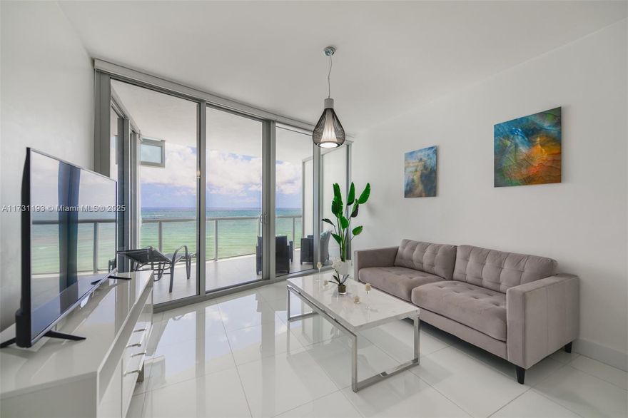 Move into one of the most beautiful oceanfront buildings in Sunny Isles Beach. Modern 1 bedroom 1.5 bathroom with amazing direct ocean views in Jade Ocean, an amazing and desirable oceanfront tower with a uniquely designed architecture by Carlos Ott. A glass tower with an elegant porte cochere oceanfront entryway. Pull up on your car on the beachside. Impressive lobby and amenities including sunset and sunrise pools, fitness center, spa, beach service, valet parking, 24/7 lobby attended and security, kids room, social lounge, etc. Excellent location on collins ave and great atmosphere. Walk to the city Pier, restaurants and stores nearby. Close to Bal Harbour Shops, Aventura Mall, South Beach, Miami and Ft Lauderdale Airports. Great schools. Great primary home, second home or investment!!!