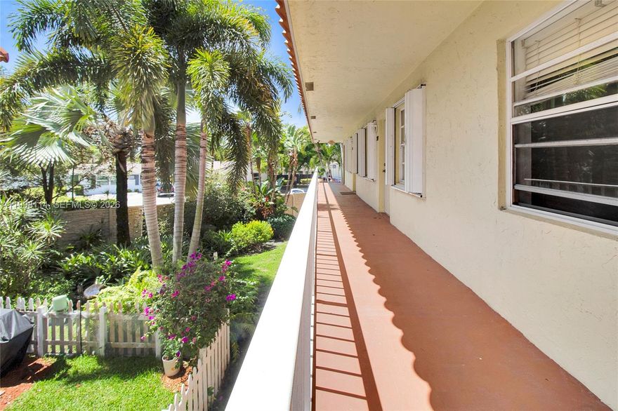 Location is King! Beautiful tropical garden condo located in the navel of Fort Lauderdale. You can get everywhere within 5 minutes. Including Wholefoods Shopping Plaza/Federal Highway or Las Olas & the beaches.  3 minutes from Flying Drive/Wilton Manors full of restaurants and entertainment. Assigned parking  and plenty space for guest. Outdoor courtyard and lush, tropical greenspace like no other. Crystal clear pool. Laundry /new machines 4 months ago and steps away from unit. Central AC.  Inside the unit has been totally refreshed and is ready for you. Low HOA. Can be rented 2 time per year.  Great community. Small pets welcome. Recertification certificates in good standing. No upcoming assessments and over 100k in reserves. Buy a condo that gives you a revenue advantage, not one that will cause you issues with lack of reserves and no maintenance plan for upkeep.