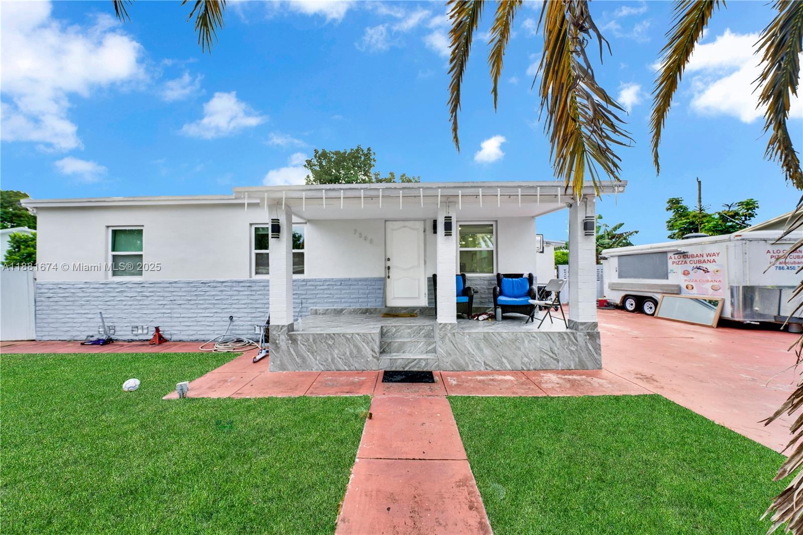 Move-in ready 3 bed / 2 bath home in a prime Miami location! This updated residence features sleek tile floors, a modern kitchen with stainless steel appliances, and beautifully renovated bathrooms with walk-in showers. The spacious primary suite offers a private en-suite for comfort and convenience. Enjoy a large fenced yard and covered porch, perfect for relaxing or entertaining. With impact windows, ample parking, and easy access to shopping, dining, and major highways, this home is the perfect blend of style and functionality.