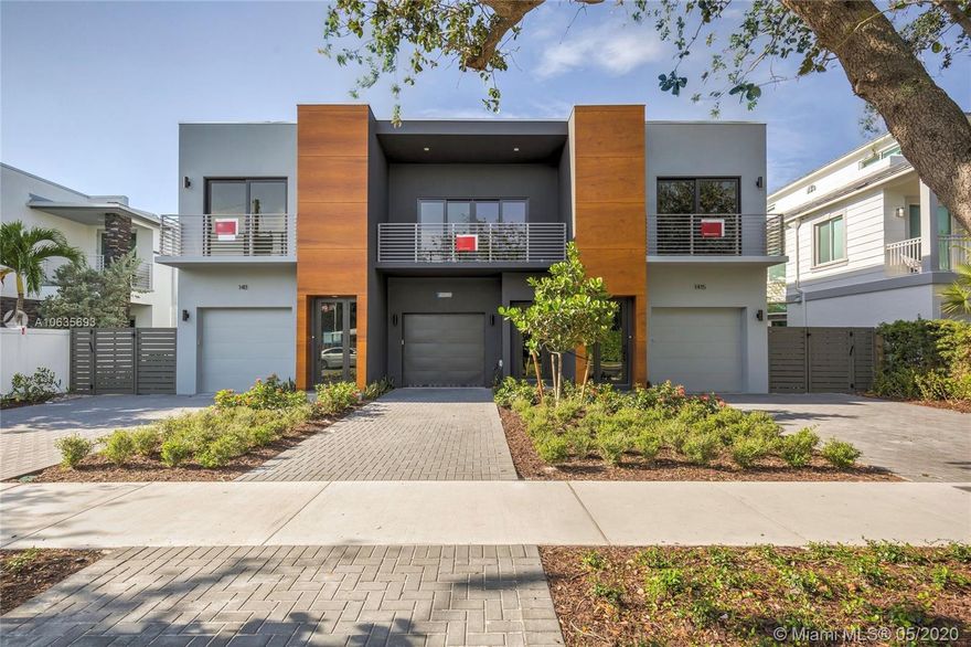 This newly constructed luxury modern townhome offers a spacious open floorplan with twelve-foot high polished concrete ceilings, 48 x 24 Porcelain Tile flooring, recessed lighting, Italian custom-built kitchen by Italkraft, cooking island, quartz countertops, and high-end stainless-steel appliances. Enjoy custom nine-foot impact windows and sliding doors, skylight, and solid wood doors throughout this corner residence. On the Second floor find engineered wood flooring, a grand master suite, large guestrooms, and walk-in closets. Bathrooms with rainfall showers, bathtubs, and luxurious vanities. Enjoy cool and gracious private balconies and a backyard with great space for an outdoor kitchen or botanical. Moments away from shops on Las Olas, entertainment, and downtown offices. No HOA fees.