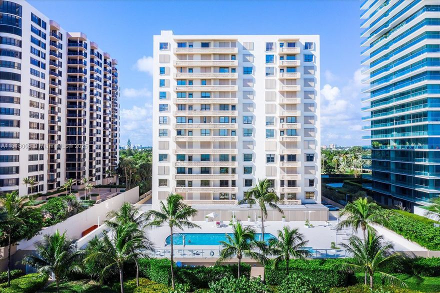 Easy to show—text agent. Beautiful updated 1BD/1BA with den/guest room featuring a built-in bed and desk. New kitchen appliances. Unit has tile flooring throughout and unobstructed ocean & bay views. Windows and balcony doors upgraded to hurricane-impact.