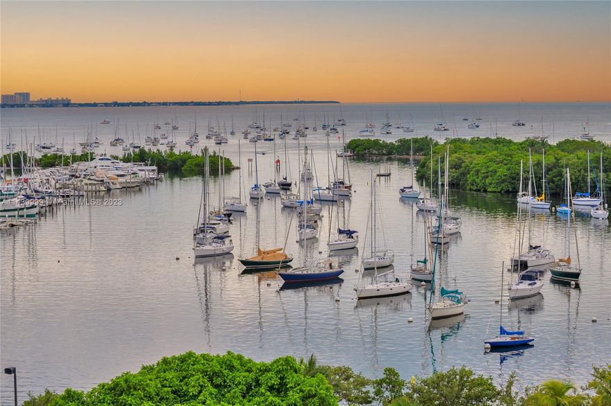 This is your chance to own one of Miami's most desired condos in Yacht Harbour at Coconut Grove. This 3/3.5 gem can easily be converted into a 5-bedroom haven. With unbeatable views of Biscayne Bay, this residence offers an unparalleled lifestyle.  Imagine waking up to stunning bay-front views and being just steps away from CocoWalk, where you can enjoy fine dining, sensational shopping, cinemas, and the Coconut Grove Marina.  Yacht Harbour, an architectural masterpiece designed by Kenneth Treister, is truly remarkable. This luxurious condo features a doorman, valet, and two covered parking spaces.  What sets this condo apart are the expansive, 1,500 sq. ft bay-front view balconies. Surrounded by the tranquility of the bay, these private outdoor spaces offer solace and natural beauty.