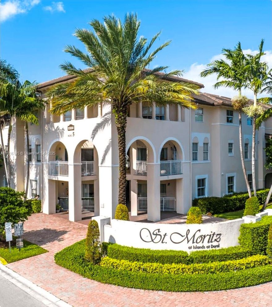 Convenient and beautiful Condo with, 3 bedrooms and 2 1/2 bathrooms, counter top granite on kitchen with stainless steell appliances, balcony and parking space assigned,. Located at great community St. Moritz in Doral. Excellent amenities and maintenance. Beautiful unit.