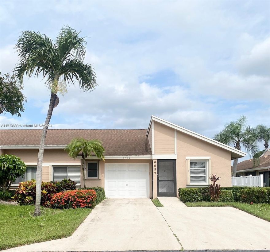BEAUTIFUL 2BED/2BATH VILLA WITH GARAGE IN BOCA*THIS CORNER UNIT IS UPDATED WITH STAINLESS STEEL APPLIANCES AND GRANITE COUNTERTOP* THE VILLA HAS TILE FLOORS THROUGHOUT* HURRICANE SHUTTERS* THE PRIMARY BEDROOM HAS 2 LARGE CLOSETS* PRIMARY BATHROOM HAS WALK-IN SHOWER AND DOUBLE SINKS* VILLA COMES WITH A LAUNDRY ROOM AND FLORIDA ROOM* WHISPER WALK IS A GATED 55+ COMMUNITY WITH A CLUBHOUSE, POOLS, TENNIS AND PICKLEBALL COURTS, FITNESS CENTER, SAUNA AND MORE! MOVE IN READY!