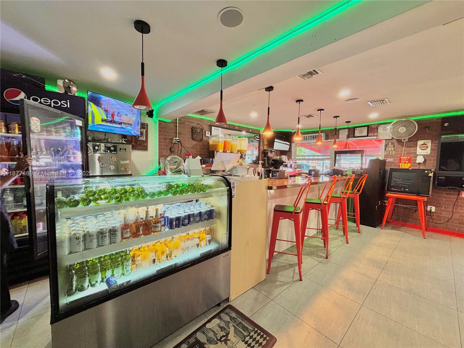 Cafeteria / Bar For Sale by the Palmetto and Bird Rd. This cafeteria has Beer and Wine License, gaming machines, and outside seating. Rent is exceptionally low at $2,150 a month. All assets and inventory are included in sale. The area features a great density of warehouses with potential clients, and is one of the only restaurants in the area. CALL US ANYTIME, WE PICK UP!!