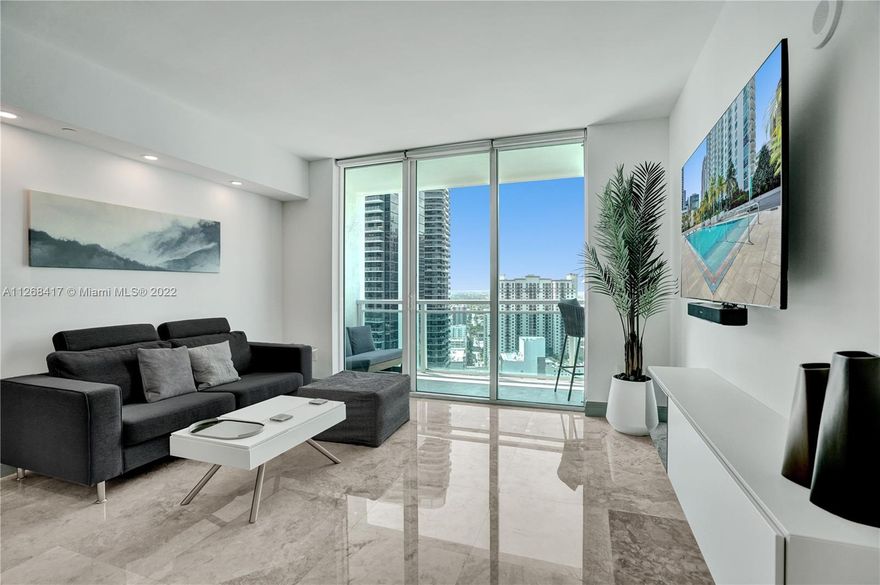 This executive apartment fully furnished was plucked out of a home design magazine. Enjoy spectacular city and sunset views from the 34th floor. Modern unit with high ceilings, open kitchen fully equipped, Italian cabinetry, new refrigerator and marble floors. Basic cable, high speed internet and one assigned parking are included with the rent. The Plaza on Brickell is a luxury condo. Comforts include 24Hr concierge, security, and valet, hot tub, lounge rooms, wine storage, a cigar lounge with a humidor, steam rooms, and club rooms with billiards, gorgeous pool deck; two infinity-edge, heated pools, and State of Art Fitness Center. Located right in the heart of Brickell walking distance to Mary Brickell Village, the Brickell City Center, and world class restaurants and premium shopping.