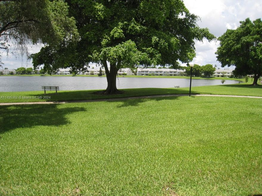 Beautiful lake front, first floor unit with two split bedrooms and two remodeled bathrooms. Complete appliances include washer and dryer. All through tile floors. Fresh painted. New AC. Amenities include Clubhouse, pool, tennis, gym. Easy to show, vacant,