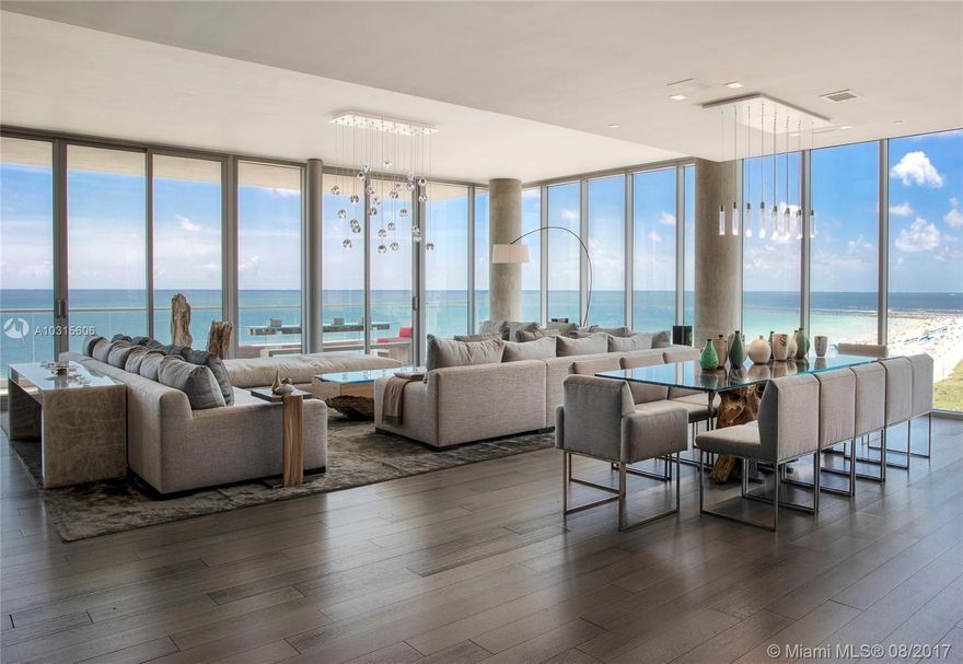 The only full floor oceanfront penthouse in South Beach. This 13,220 sf 2 story Penthouse has it all: nearly 7,000 sf of interior space, a private 5,223 sf roof deck w/ 36 ft infinity pool, outdoor kitchen, fire pit, and massive entertaining space. It offers and abundance of light and space, and has a plethora of luxury specifications. 360 ocean & city views enjoyed from a comfortable height 100 ft above the beach.