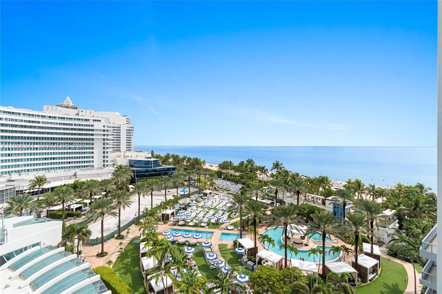Beautiful Jr Suite with ocean & pool views at The Fontainebleau III. Enjoy full service, vacation-style living in a furnished turnkey unit with king bed, sleeper sofa & more. Option to enroll in hotel rental program & receive income while away! The Fontainebleau resort offers luxury amenities on 22 oceanfront acres including award-winning restaurants, LIV night club, Lapis spa & state-of-the-art fitness center. Maintenance fees includes: AC, electricity, valet + daily free breakfast in the owner’s lounge. Please click the virtual tour link to see a video of the property.