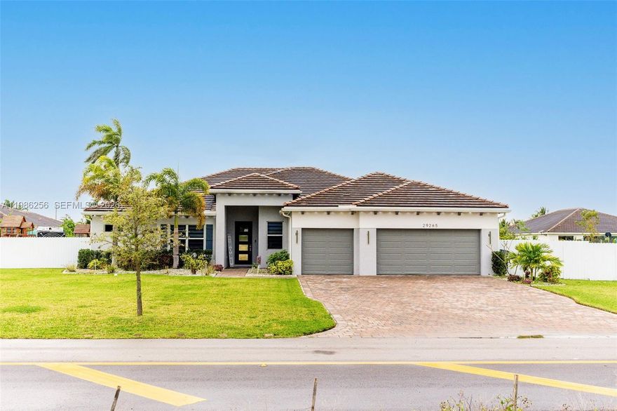 Beautiful 4 Bed / 3 Bath] single-story home situated on an oversized lot with NO HOA. This spacious residence features an open-concept layout with a modern kitchen showcasing white shaker cabinetry, quartz countertops, stainless steel appliances, and a large center island perfect for entertaining. Tile flooring throughout main living areas.
Bright and airy living spaces offer abundant natural light and seamless access to a covered terrace—ideal for indoor/outdoor living. The primary suite includes a generously sized layout with a bathroom featuring dual sinks, soaking tub, and separate shower.
Enjoy a fully fenced backyard with plenty of room for a pool, boat, or RV. Property is equipped with solar panels, well water system, and tankless water heater, providing efficiency and long-term savings. Additional features include a 3-car garage, paver driveway, and excellent curb appeal. Move-in ready!