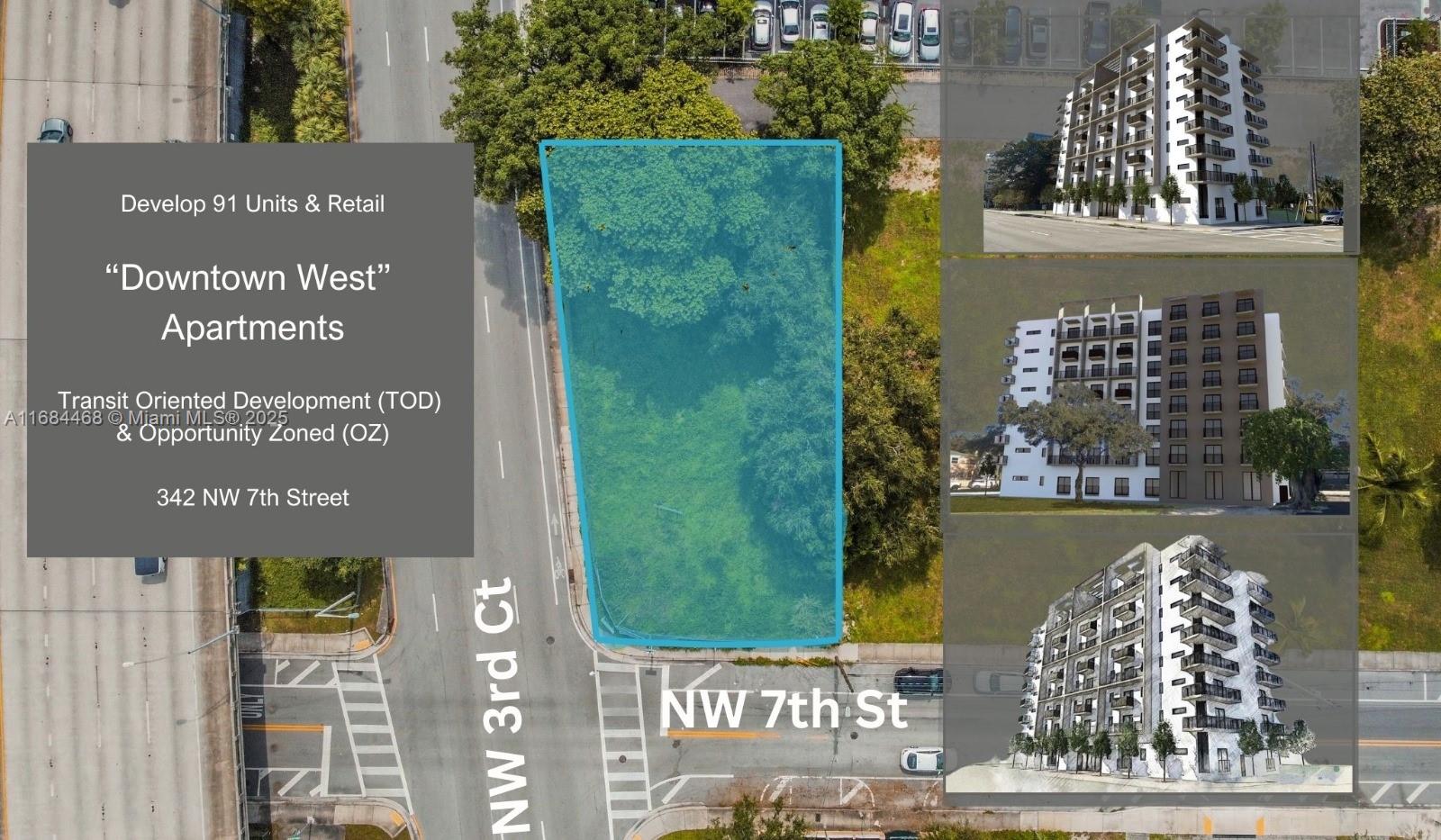 Seller Financing Available for Miami, FL development site, Vacant Land, Develop 91 Apts & One Retail Bay one to three blocks to Publix, Target, Aldi, Starbucks & many quick service eateries in Downtown Miami. Develop by-right via Live Local Act allowing for 100% parking reduction. Site In a Transit Oriented Development (“TOD”) & Opportunity Zoned (“OZ”). Near hot spots Kaseya Center, Frost Museum, PAMM, E11even, Club Space as well as dining at Habibi | Moroccan, SeaSpice, Casablanca, Kiki’s & Garcias on the River, & the future Riverside Wharf. Seller open to negotiating a seller’s note for 50% of purchase price at 6.5% simple annual interest paid monthly for the sooner of 24 months or pay-off at construction loan.