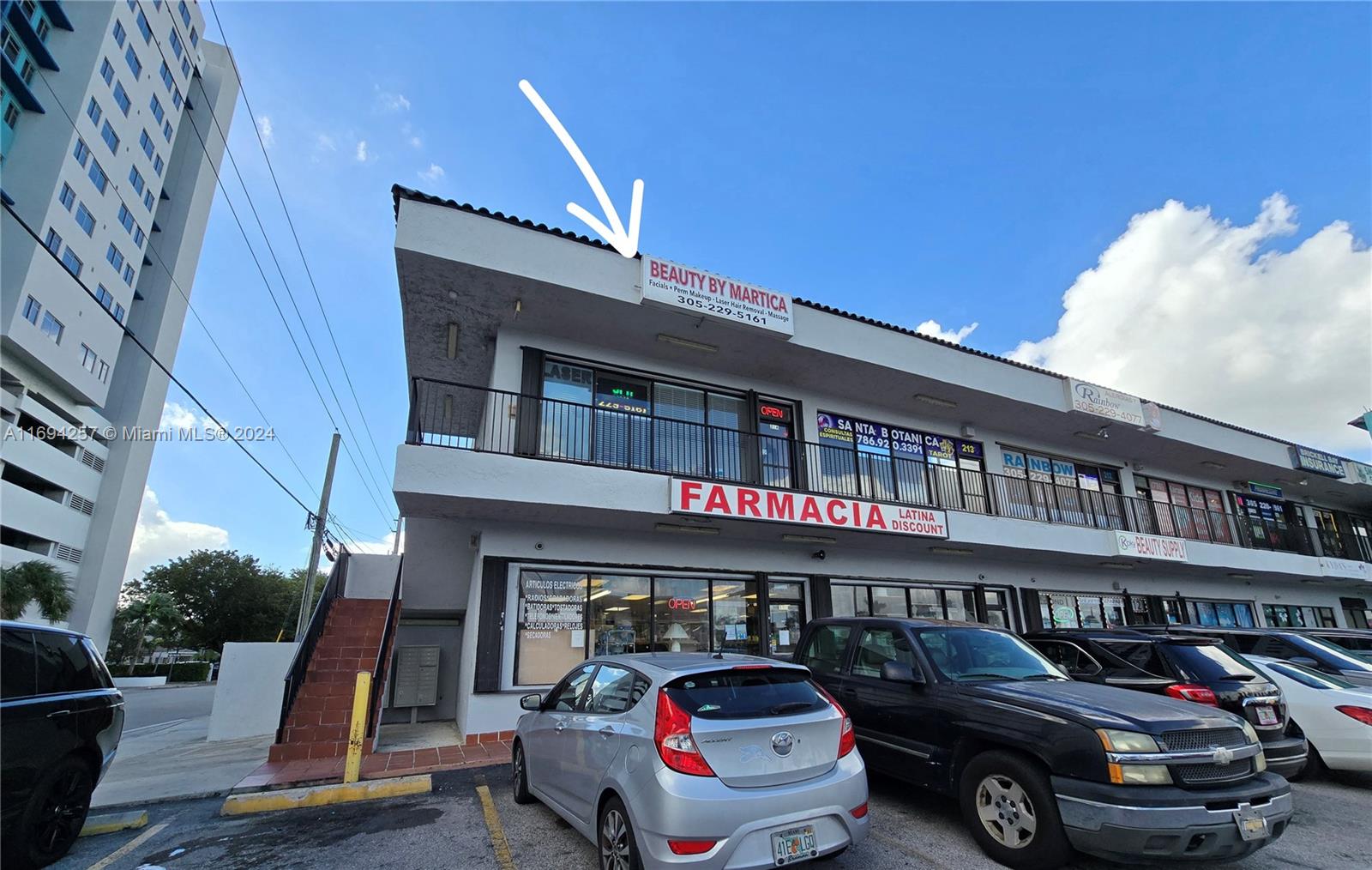 Anchored Center in one of the busiest corners in South Miami.Exclusivity for Esthetic/Spa/Medical business in the shopping.High traffic & other businesses that also attract lots of people as customers.Few blocks fr FIU(will bring more customers).Well established business functioning for over a decade.Great location!Corner unit in building w/excellent exposure & visibility to main avenue(electric sign included).Beautiful layout w/5 treatment rooms,office,kitchen.Included in rent water,garbage,cleaning of common areas& maintenance.Also included:waiting area chairs,treatment beds,products cabinet,esthetic machines 4 treatments,washer/dryer, music equipment,ropes,linen & everything you need.New A/C,Hurricane windows,ADA compliant.Tenant must carry insur.ance Laser machine for purchase.