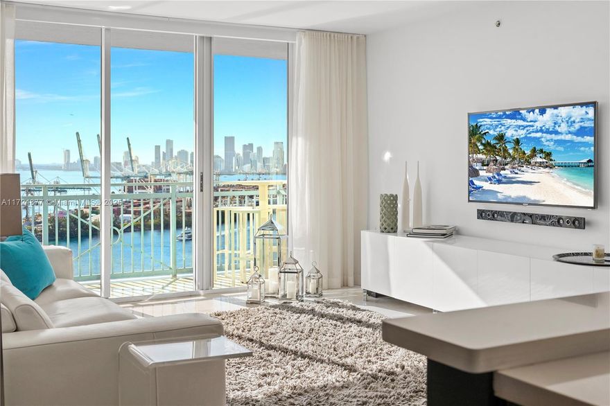 Enjoy the best views that Miami Beach can offer from this high floor fully renovated, 2-bedroom 2-bath condo in the sought-after South of 5th neighborhood! West-facing residence offering unobstructed views of Biscayne Bay, the Miami skyline, and dreamy sunsets!  Featuring great split floor plan, large terrace, open updated kitchen with breakfast bar, and modern bathrooms! Resort-style amenities in this newly renovated condominium include a huge pool, tennis court, barbecues, sun deck, and immediate access to the scenic boardwalk going along the Miami Beach Marina, South Point Park, and the ocean. Experience South Beach from this prime address, steps to some of the best restaurants, beaches, and outdoor activities!