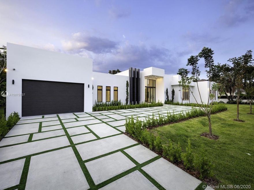 Brand-New One-story Modern Estate built with the finest finishes. Welcomed by enormous windows and doors offering plenty of natural light making this floorplan spectacular. Modern Italian Kitchen cabinets, Quartz counters, Wolf and SubZero Appliances. Picture-perfect entertaining Kitchen and Family room area while enjoying flow through yard views. Estate offers 6 en-suite bedrooms with finished closets, den/office space. Lavish master Suite with spa like bath, double vanities and water closets, floating tub, and grand shower. Find an extravagant resort style pool with expansive green grounds. LED Lighting and porcelain floors throughout. Other features: high ceilings, large covered terrace, summer kitchen, 2 car garage. Premier Pinecrest Schools nearby. 1-year builder’s warranty.