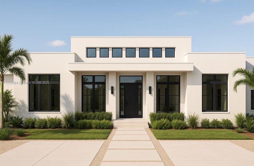 Modern Masterpiece, currently under construction! One Story Modern Fortress, all Concrete including roof. Brand New is ALWAYS better. Down the street from Palmer Trinity. High Impact Glass Everywhere! 5 Huge En-suite Bedrooms with 6 Full Bathrooms including a Full Size Pool Bath. Wonderful Entertainment, Open Floor Plan Area with separate Dining & Living Rooms. Office with Access from outdoors. Courtyard views from two of the bedrooms.  Full sized laundry room. Zen-like Backyard Pool Oasis! Do not miss out on this opportunity to purchase your Very Own Built To Last Forever Home.