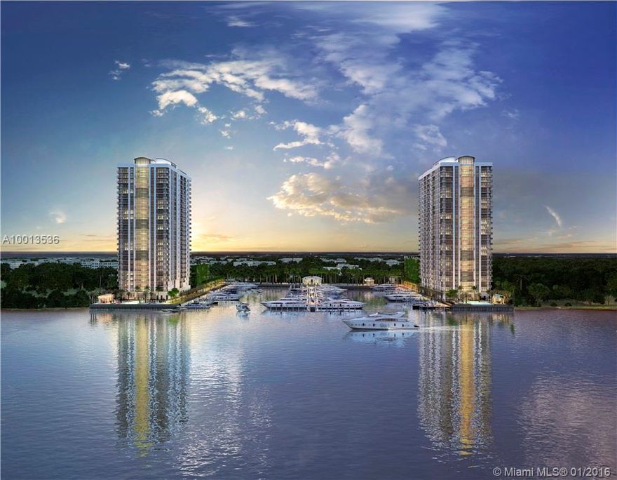 Large 2 bed 2 bath facing direct Marina and Intracoastal at Luxurious Marina Palms Yacht Club & Residences, beautifully finished by Steven G, Turn Key. Seasonal or annual rental.