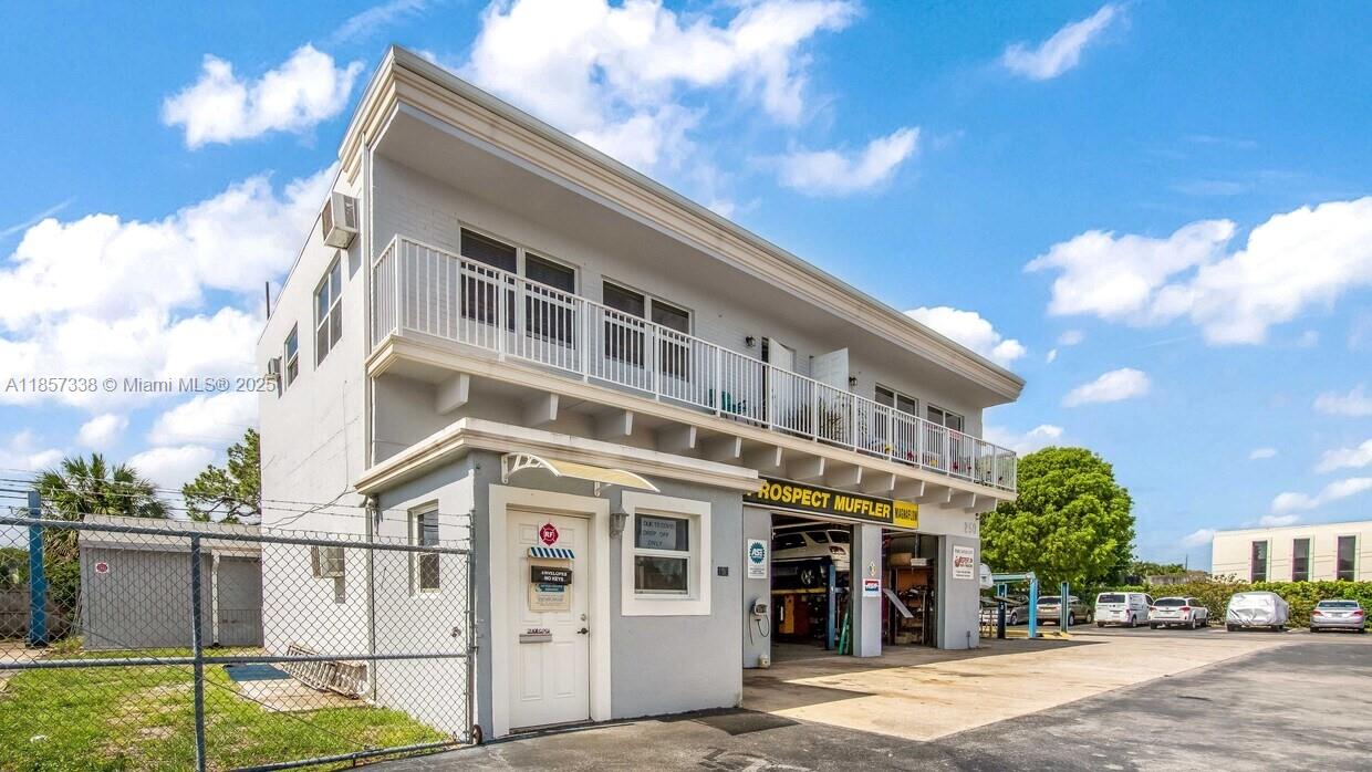 This two-story 3,975 SF freestanding mixed-use building sits on a 17,400 SF lot in the heart of Oakland Park. The property features 1,680 SF of ground floor commercial space, two residential units on the second floor, and a 635 SF detached garage. With 145 feet of high-visibility frontage on Prospect Road and close proximity to I-95, it offers excellent exposure and accessibility. The B-2 zoning allows for a wide range of commercial uses, while its grandfathered auto-related entitlement provides a rare operational advantage. This property presents a stable, income-producing investment with strong value-add and redevelopment potential.