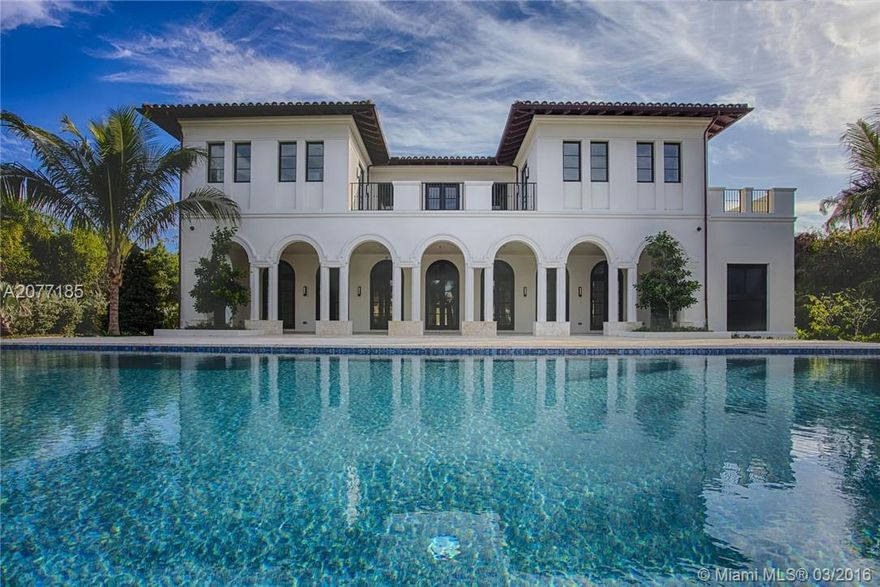 Spectacular new waterfront estate in prestigious guard gated Gables Estates. Designed by renowned architect Rafael Portuondo, on an oversized lot in a cul-de-sac features impact windows, soaring ceilings, state of the art appliances, theatre, impressive m aster bed with luxurious appointments, Lutron, home automation, resort-like backyard outfitted to perfection, ideal for entertaining. Enjoy beautiful views of the water and spectacular courtyards and grounds from every part of this magnificent estate.