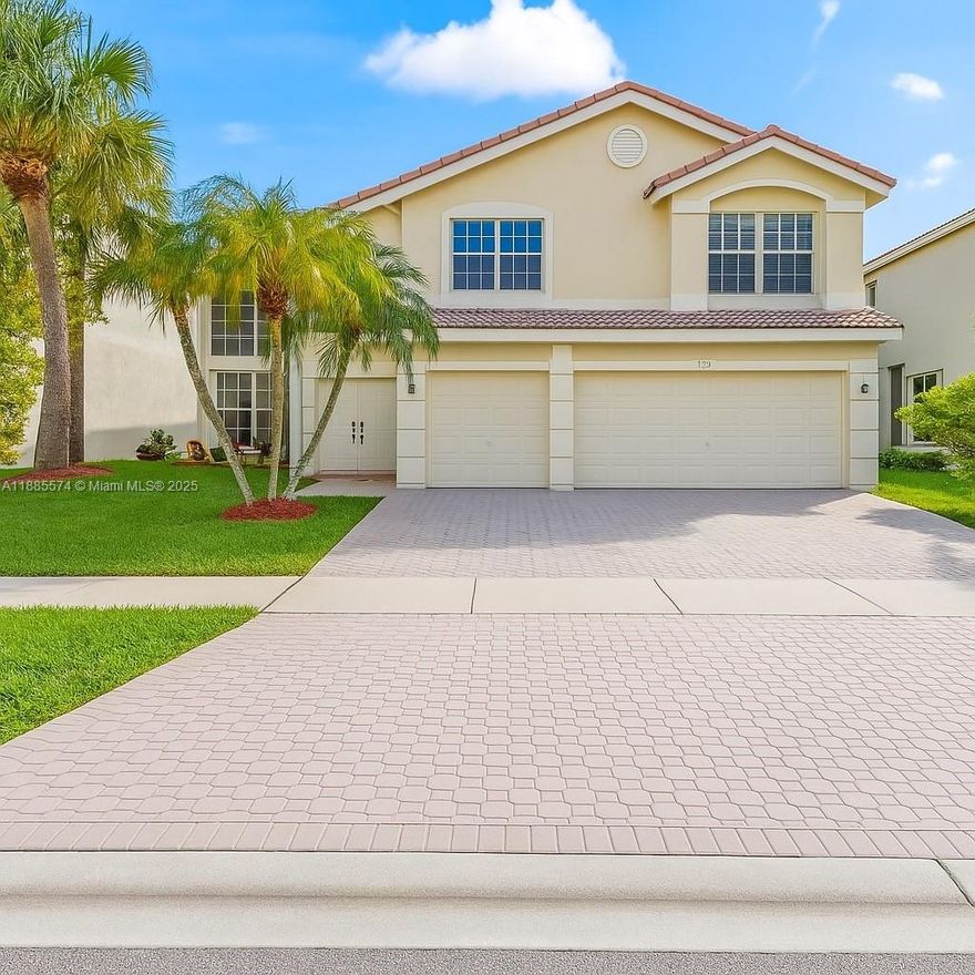 Immaculate 5-bedroom, 3-bath home featuring a desirable layout with one bedroom and full bath on the main level. This residence offers a spacious 3-car garage, expansive screened-in lanai, and serene lake views. Perfect for entertaining and family living, the home combines comfort and functionality in a sought-after gated community of Silver Lakes.