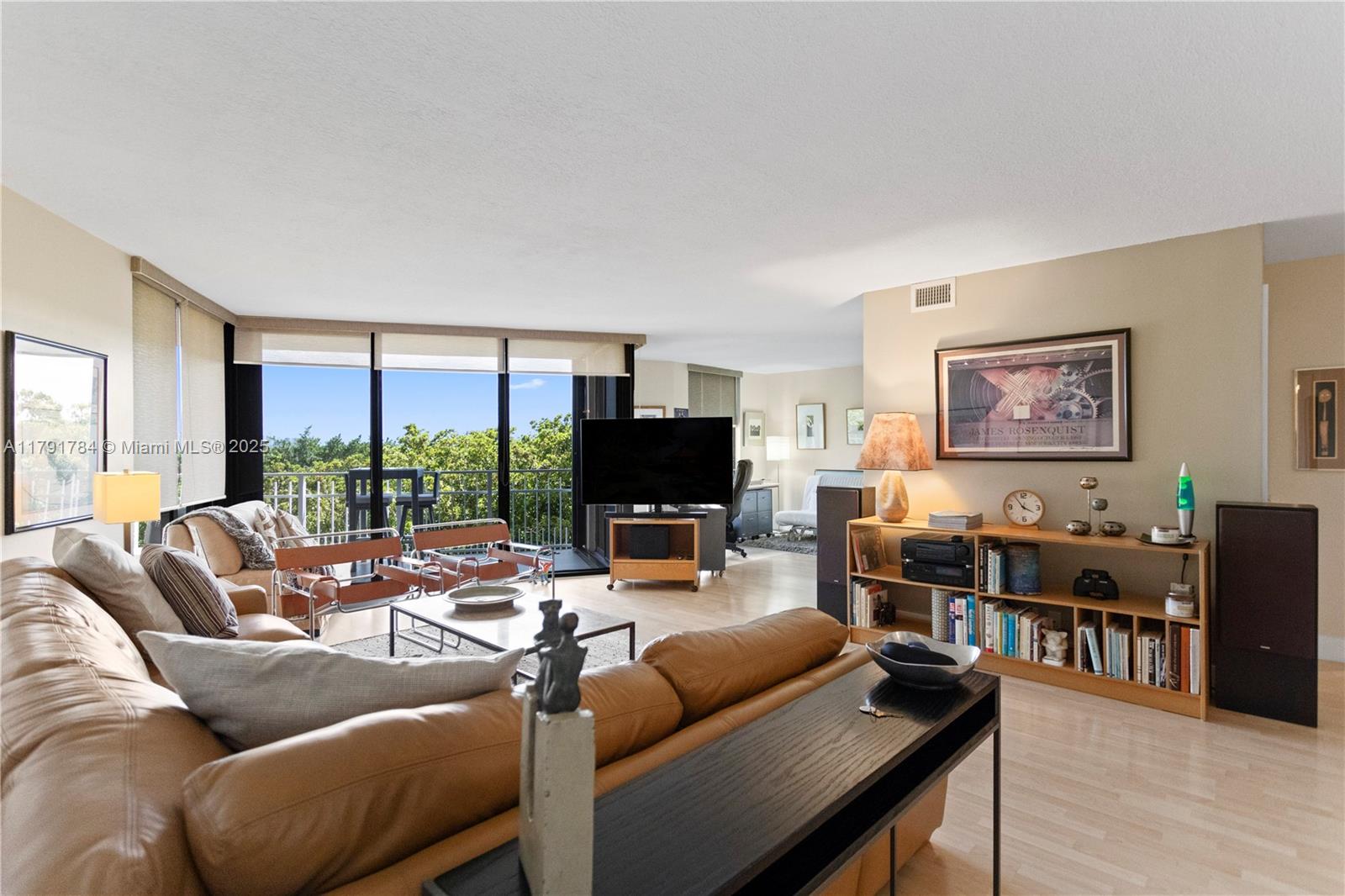 Live elevated in Tower 2 at The Towers of Quayside—Miami's hidden paradise. This expansive 7th-floor residence offers a tranquil southeast view with lush greenery and water vistas. The open layout easily converts to 2 bedrooms and features a kitchen with quartz counters. Enjoy resort-style living on 33 gated acres: tennis, pickleball, full spa, daily fitness classes, marina, and more. No special assessments. Over $500 of monthly maintenance goes toward premium utilities—Xfinity cable (HBO, Showtime), internet, water, hot water, and garage parking included. Completed 40-year certification, proactive building upgrades, and exceptional management set Tower 2 apart.