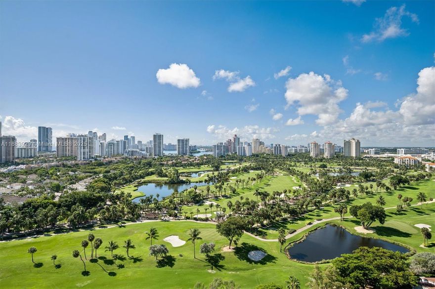 Breathtaking Views from this 2/2 updated unit with unobstructed views of the bay, Turnberry Golf Course and city skyline. Renovated kitchen includes SS appliances and recessed lighting. Ceramic flooring in common areas, porcelain tile in both bedrooms. Washer/Dryer hook up in unit. Large living/dining area with spectacular views!!! Hurricane shutters for entire unit. The building was recently renovated. Located in an A rated school district. Secure building with manned gated entry, 24hr front desk security, assigned parking, valet, bike storage, barbeque area, heated pool, jacuzzi, tennis, game room, party room, fitness center and so much more. Shuttle service daily to Publix shopping center and Aventura Mall. Very well managed building with on site management.