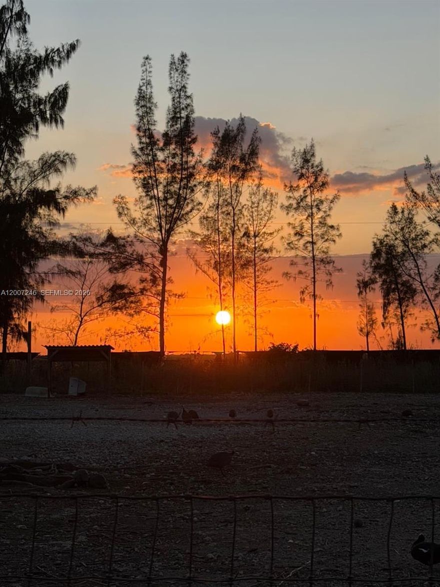 High-Upside 5-Acre Investment Opportunity with Sunset Views & Private Retreat Potential. 
Rare opportunity to acquire a fully improved 5-acre parcel in one of Miami's most desirable agricultural/residential area. This property features an active and approved Class IV permit, offering a major advantage for investors ready to move forward immediately. This property has significant improvements already completed: • Land mostly cleared • Electricity installed • Operational water well •Mitigation paid • Fully fenced with dual access points. Designed for versatility and income potential, the property includes multiple fenced sections for livestock or nursery use, plus two storage structures and a pole barn. Equipped with Starlink Internet and 4K WiFi and VAsecurity systems with night vision, providing full-property monitoring and peace of mind. The sale also includes a 2022, 30-ft RV in excellent condition and some animals. What truly sets this property apart is its breathtaking sunset exposure-widely considered among the best in the Miami area creating a unique lifestyle and value-add component. Whether used as an income-producing asset, land bank, or private retreat/refuge away from the city, this property delivers unmatched flexibility..