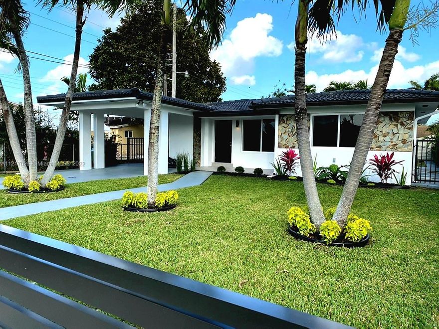 BOM! Beautifully updated and rarely available 3BR/2BA home in quiet neighborhood steps from St, Brandon & Columbus HS. Modern kitchen w/wood cabinets, quartz, stainless steel appliances & mini-bar wine cooler with cabinet. Central AC/heater, impact windows/doors, CBS storage shed & barrel tile watertight roof. MS has walk-in closet, lg windows with plenty natural light. MB has shower only, beautiful tile, cabinetry, toilet & window. Second bath has tub/new cabinetry, light fixtures, and toilet. Bedrooms 2 and 3 have lots of natural light and of nice size. From entry to open living room, kitchen, large pantry/washer/dryer room/tank less water heater. Bonus rm: family room with mini split and ceiling high hats. Tropical landscape, beautiful palm trees and modern gates and privacy fence.