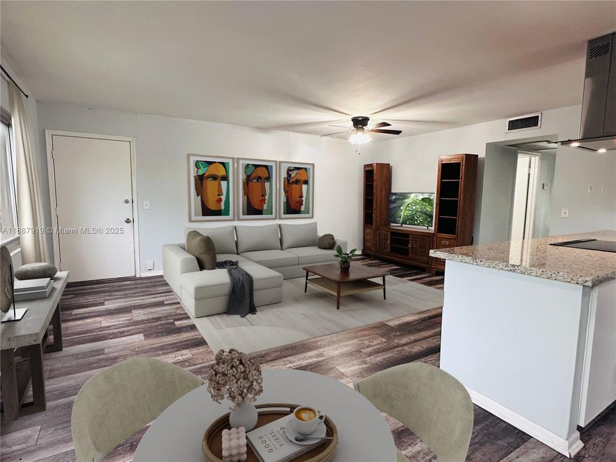 Bright and spacious corner unit in the desirable Century Village 55+ Community. This renovated 2 Bed and 2 Bath unit features impact windows and balcony doors, Laminated wood floors throughout, and a modern open concept  kitchen with upgraded appliances. Stunning lake views from a private balcony. Enjoy the resort-style amenities that this place offers. Benefit from a complimentary shuttle service to nearby shopping centers, restaurants, and medical facilities. Association includes water, basic cable, and internet. Also for Rent!