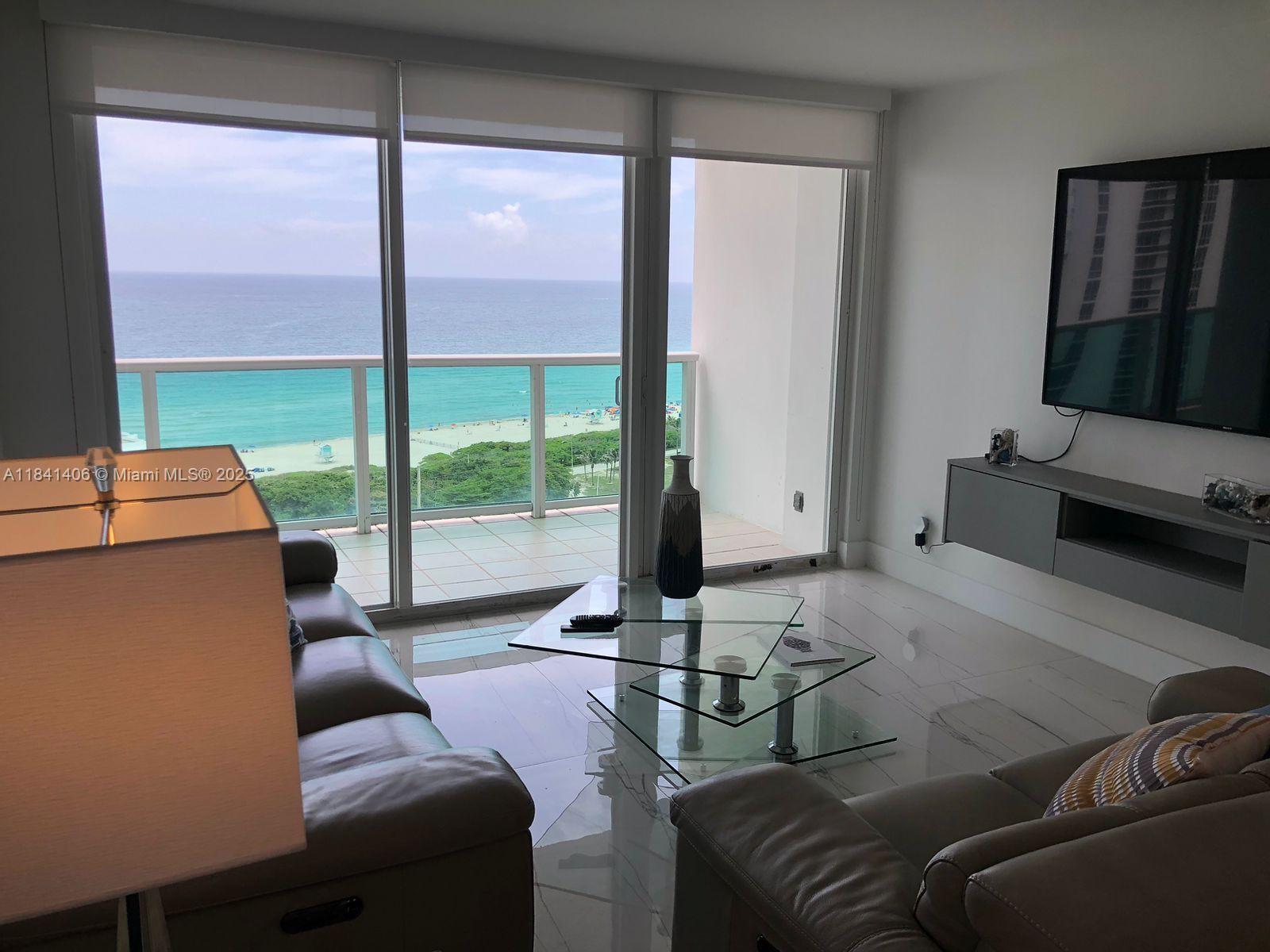 Available for rent ASAP – Fully furnished 2 bed, 2 bath unit at Arlen House East with stunning views of Sunny Isles Beach from every room. This spacious 1,357 sqft condo features a modern kitchen with stainless steel appliances, updated bathrooms, floor-to-ceiling windows, and a private balcony to enjoy the view. Both bedrooms offer generous space and closet storage. The unit includes one assigned covered parking space and is move-in ready. Located in a full-service building with amenities including a pool, gym, valet, and security. Just across the street from the beach.