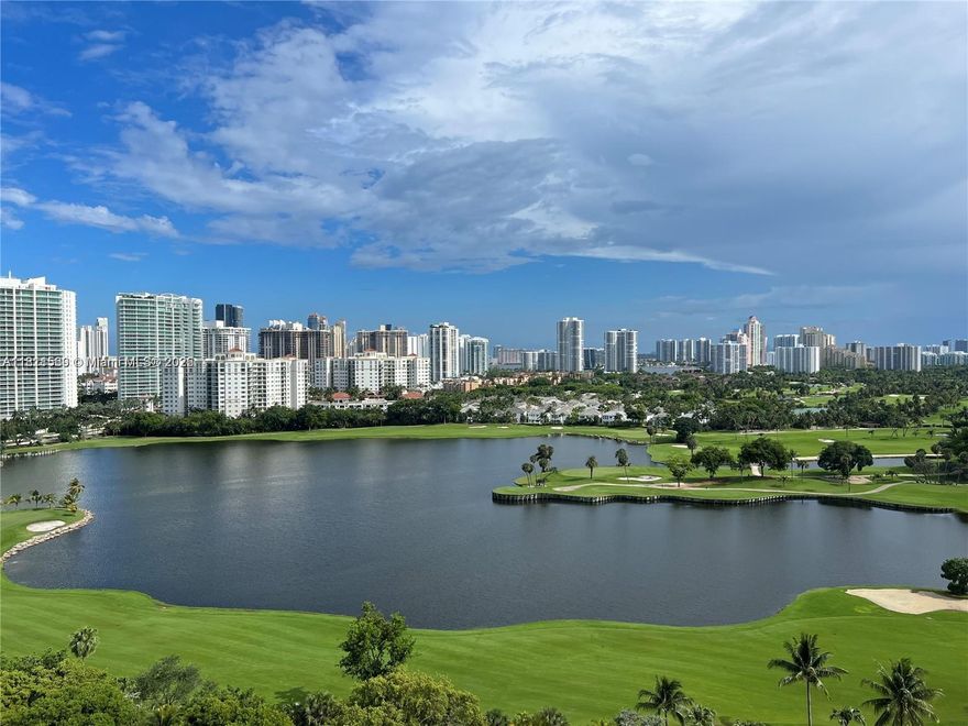 Spectacular golf, ocean and City views from this fabulous 2/2 furnished unit. Floor to ceiling windows, large master bedroom, split floor plan and plenty of closet space. Amenities include common areas, a large pool and pool deck, gym with state of the art equipment, jacuzzi, sauna, library reading lounge, BBQ by the canal, 24/7 lobby attendant. Laundry room on every floor. El Dorado Towers located in the heart of Aventura. Great location, Close to the beach, Aventura Mall, house of worship, restaurants and the new Brightline Aventura Station.