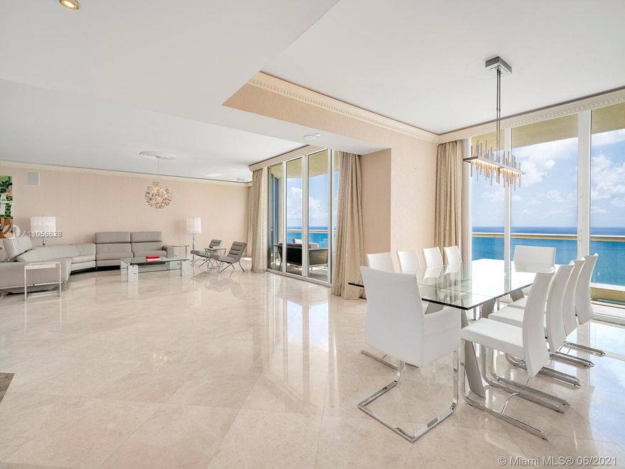 A grand apartment within the Acqualina Resort & Residences, consistently ranked one of the top five star resorts in the country, this home offers five bedrooms and four baths over 4345 square feet of space, with luxury and spectacular ocean views around every turn. The flow-through residence embraces its sublime Floridian setting, with terraces accessible from every room, while being a luxurious escape from the ordinary. A private elevator entry brings you into a magnificent living room with a full wet bar, opening onto the formal dining room, and a large oceanfront terrace - perfect for entertaining. Beyond the chef’s kitchen, with Sub-Zero and Wolf appliances, is the sublime master’s oasis, which offers an oversized bedroom, terrace, expansive closets, and a decadent bathing suite.