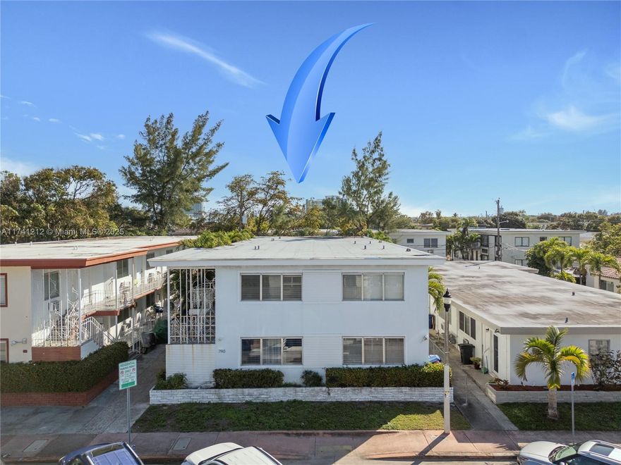 790 81st Street is an all Large Fully rented One bedroom units in North Beach, a Miami Beach Style 2 Story 10 unit Multifamily building build in 1958 situated Strategically located along South side of 81st Street and the North side of Collins Avenue few blocks from the Beach in the North portion of the city of Miami Beach. 790 is spacious with 8446 SF under air with an average unit size of 720 SF. Building has a brand new 2023 flat roof, well maintained and up kept. The 40/50 years re-certification was complete on 06/04/2019. Unit 1 is rented for $1750, Units 2,4,5,6,7,and 9 are rented for $1700, Unit 3 is rented for $1600, Unit 8 $1500 and Unit 10 for $1450