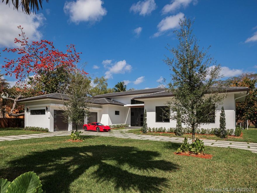 Impressive Brand-New Construction ready for occupancy in Pinecrest. This spectacular 1-story modern luxury Estate is nestled on a spacious 37,873 sq.ft deep lot w/manicured & pristine landscaping. Residents will find an exceptional open floor plan w/ample light, spanning 6 bd & 6/1 ba & expansive living areas ideal for entertainment; Elegant living/foyer, spectacular formal dining, family rm overlooking pool area, & cabana rm. Spacious Chef’s kit w/ Wolf & Subzero appl, quartzite counter tops, & walk-in pantry. Master ste offers great space, large walk in closets, resort bath w/double vanities, floating tub & shower. Add Feat: dedicated IT room, pre-wired smart home, service quarters, safe rm, high ceilings, Imp win/drs, 3 car gar, ample yd w/pool. Elite Schls & 1 Year builder Warr.