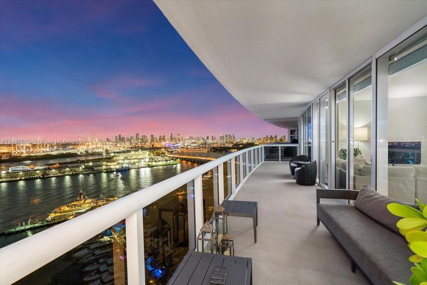 Immerse yourself in the allure of this impeccably designed 2-bed, 2-bath condo at Murano Grande. Nestled in an unbeatable South of Fifth location in Miami Beach, this remodeled residence boasts unobstructed views of Downtown Miami, the Ocean, and Biscayne Bay. Enjoy the ultimate indoor/outdoor living with a continuous balcony wrapping around the entire unit. Inside, relish designer closets, a modern kitchen with Sub-Zero and Miele appliances, stone countertops, and floor-to-ceiling windows. Residents access top-notch amenities, including a pool, gym, tennis, on-site restaurant, spa, valet, and concierge. Fully furnished with two parking spots, this is contemporary living at its finest.