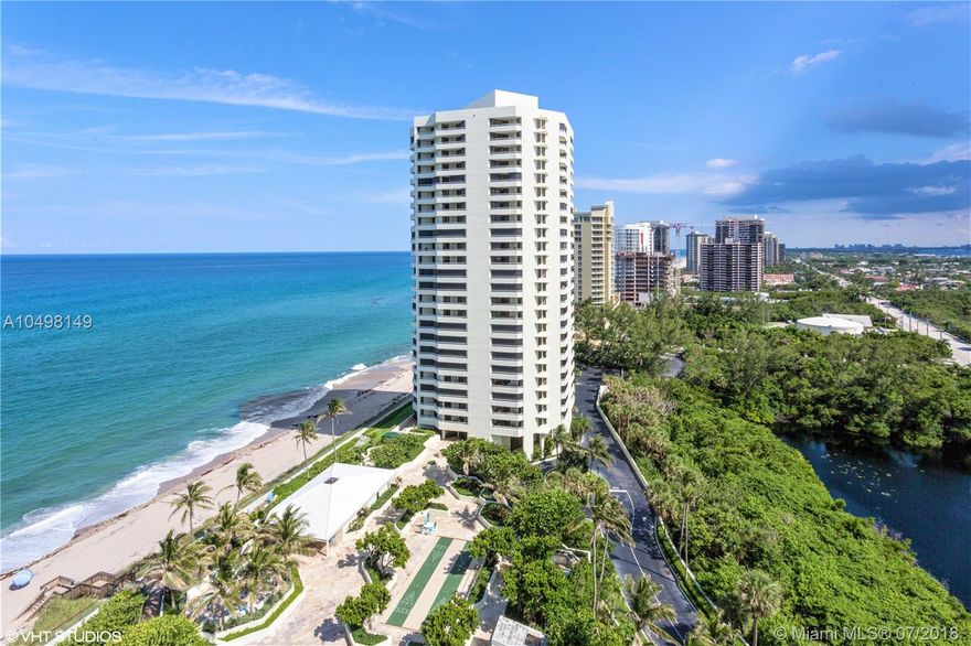 Tropical southeast views of both the ocean and intracoastal waterway delight from this 2 br/2bath condo.  Expansive vistas allow you to watch the beachgoers with their paddle boards and umbrellas while watching the boats along the intracoastal at the same time.  City lights of West Palm and Palm Beach sparkle at night after a divine sunset.  Bathed in neutral colors, your decorating tastes can make it your own.  Lovely marble flooring throughout the central areas.  Spacious rooms and completely modernized building present a community with everything to offer.  Excellent reserves have funded gorgeous tiled hallways and upgrade in amenities that compete with the best in new buildings.