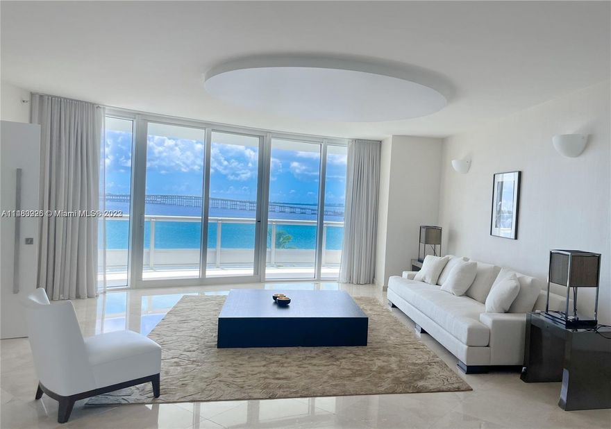 Be the first to experience the spectacular NEW Santa Maria, renderings attached, full assessment has been paid. Enter this oasis via your own private elevator and you will be greeted with mesmerizing views of the bay. This impeccable 3 bedrooms, 4.5 bathrooms with custom touches throughout. The master bedroom flows into a beautifully fitted closet with two connecting bathrooms. Each of the other oversized 2 bedrooms have their own bathroom, as well as fully fitted closets. This residence has 3 assigned parking spaces and a storage unit. The exclusive and iconic Santa Maria, known for its outstanding amenities including a 51st floor gym, tennis court, swimming pool, marina, and much more, is sure to offer the very best of Southern Florida living.