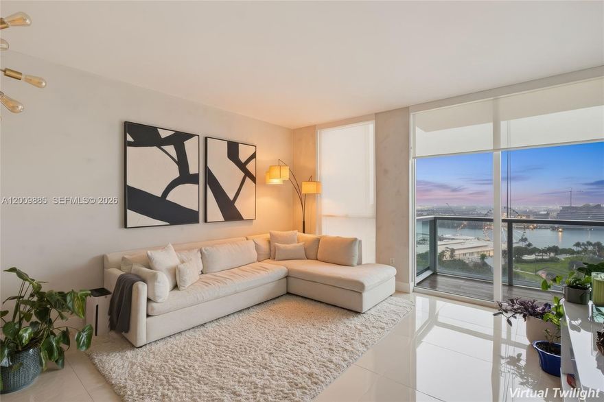 A true opportunity to own this gorgeous condo of 1Bed/1Bath in the heart of Downtown Miami, offering breathtaking bay views and an unbeatable location directly across from Bayfront Park.
Interior upgrades are completed, exterior improvements are underway, positioning the new owner to benefit from both. Unwind with your morning coffee, or watch the sunset over the ocean from your private balcony with non slip matte porcelain/wood look. Whether to live or invest, this is your opportunity! This beautiful designer residence features spacious kitchen with SS appliances, bathroom, a redesigned walk-in closet, and a sleek accent wall in the living area. Spacious layout with high ceilings, floor-to-ceiling glass, and direct balcony access from every room fills the space with natural light. Open kitchen with European-style cabinetry and stainless steel appliances. A marble bathroom, porcelain flooring, and a new-unit washer/dryer add comfort and convenience. A storage unit is included on the 5th floor as well as a covered assigned parking space. Located in Vizcayne, offering resort-style amenities: 4 pools, a spa, theater room, fitness center, running track, billiards/party room, business center, garage parking and 24/7 concierge.Vizcayne also provides complimentary fitness classes including Yoga,HIIT,Pilates & more.Prime location across from Bayfront Park and minutes to Brickell City Centre,Kaseya Center,South Beach,Adrienne Arsht Center, Bayside Marketplace, and Miami World Center.