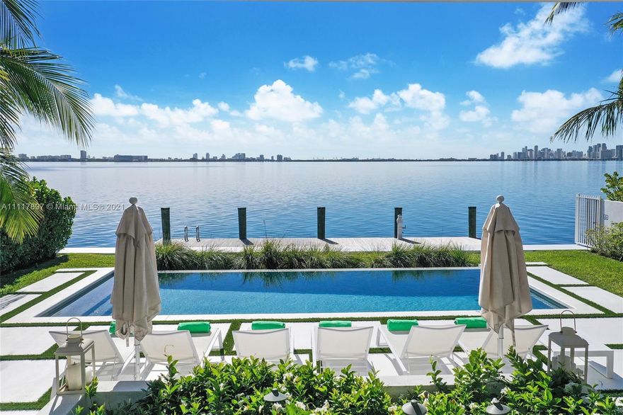 60Ft of wide open bay & downtown Miami skyline views. This modern masterpiece was built in 2019. Top of the line finishes, appliances and equipments. Spectacular living area, oversize outdoor patio and master bedroom with large his and hers closet. Pool is heated.
No rental restrictions.