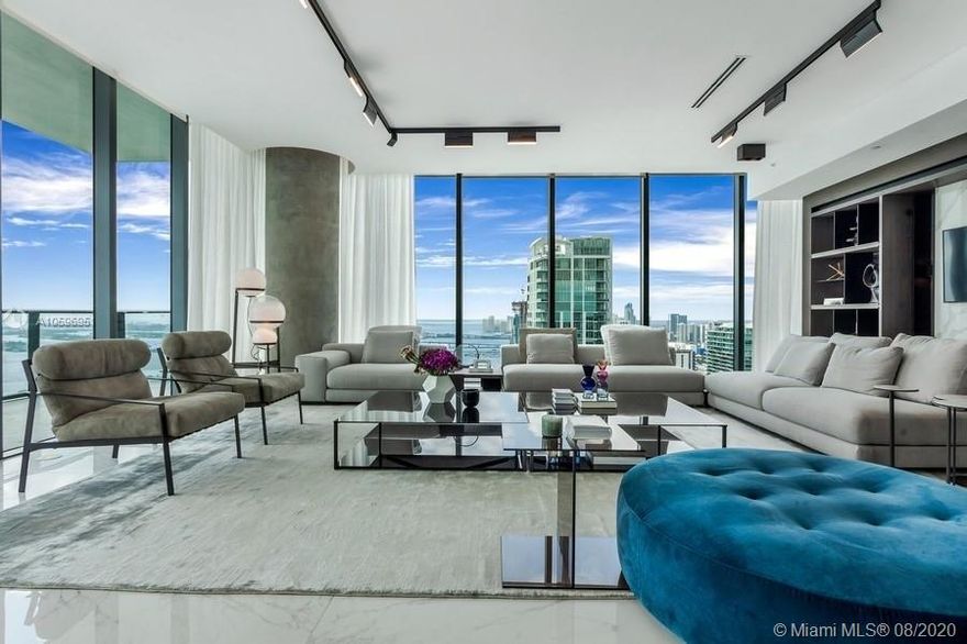 Beautiful penthouse in brand new, highly sought after, One Paraiso luxury building with astonishing views of the bay and ocean. Residence features two master suites for a total of 6 bedrooms, 6.5 baths, a massive balcony which runs the length of the unit and two additional sunset terraces off bedrooms, and private foyer entry. This spectacularly large, one and a half units combined penthouse, will be completed with the best designer finishes, top of the line furnishings and offered fully turn key! This is a unique opportunity to own the best PH, with the best SE views, in the best building, in one of the best areas of Miami.  Absolutely amazing, a must see!