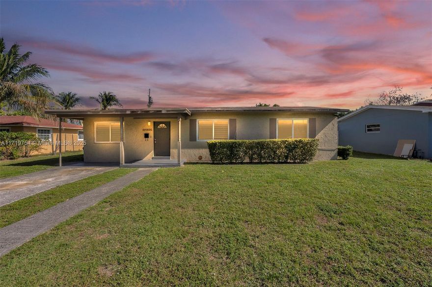 Great Opportunity for a first time homebuyer. Spacious 3/2 home that features a split floor plan. Terrazzo flooring throughout. Property has Impact Windows and New Kitchen Appliances. Very large fenced in backyard great for kids and entertaining. Large landscaped front yard with long driveway and covered patio. Enough room for pool and much more. Don't miss this one!