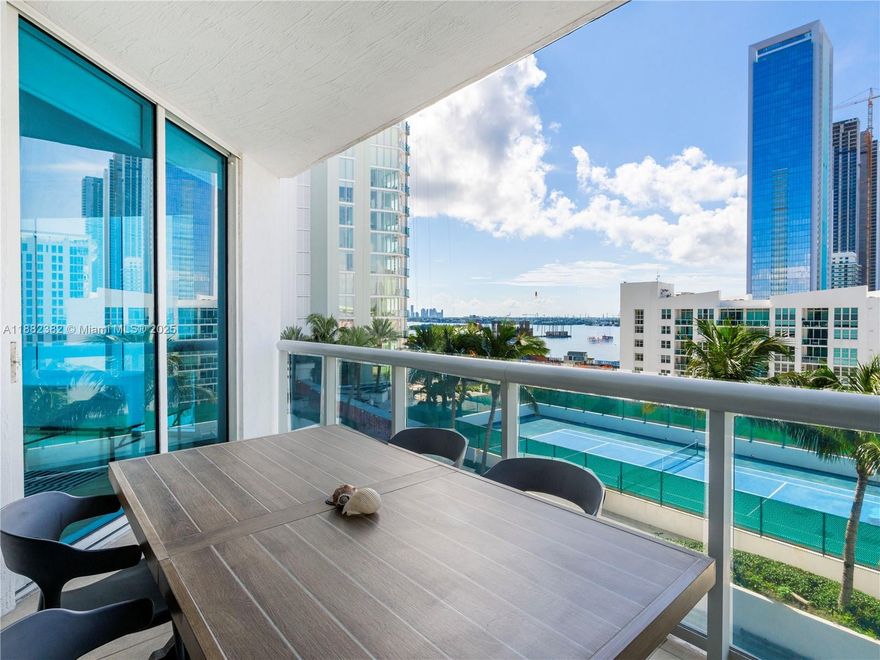 Best-priced 2-bed in Edgewater’s Platinum building offering a spacious layout with floor-to-ceiling impact windows with panoramic bay & city views. The open kitchen features granite countertops, stainless steel appliances, and an oversized in-unit washer/dryer. A large balcony connects both bedrooms and the living area. 1 designated covered parking and a private storage unit, included. West Elm Furniture available, offering a seamless turnkey move-in or investment opportunity (owner had it rented previously. High demand building). Resort-style amenities - a remodeled pool with lounge deck, fitness center, sauna, steam room, Jacuzzi, BBQ area, 24-hour concierge, security + more. Just steps from the Design District, Midtown, and Wynwood, Miami Beach, Brickell, and the airport.