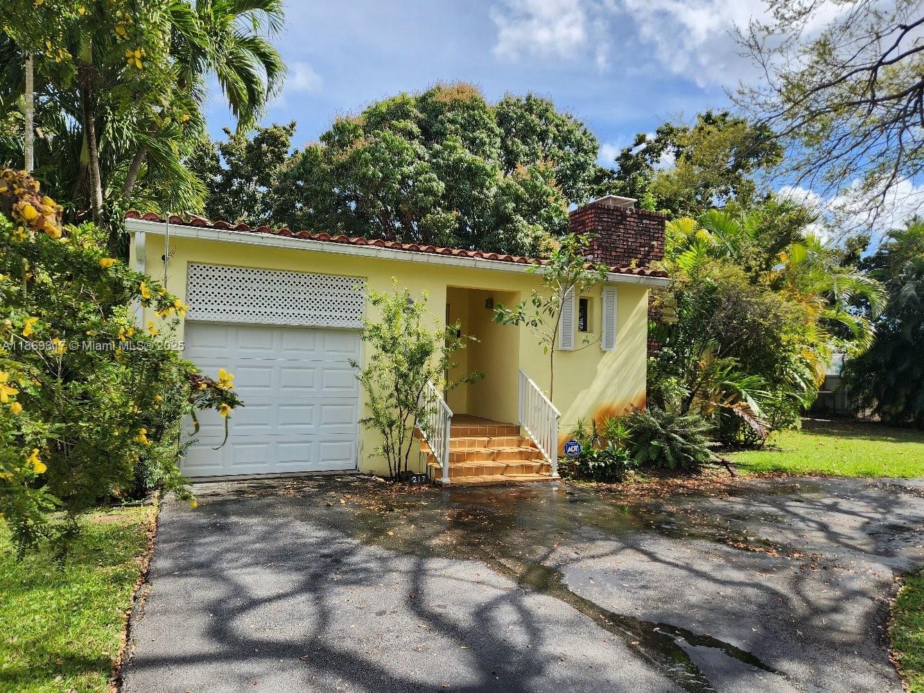Sought location in the City of Miami Springs, large lot to rebuild your home or add footage to the existing house, 1 bedroom, 1 bath plus office space, living room, dining room and 1 car garage. Pool is above ground, huge producing mango tree, plus two avocados trees. 13,500 SF lot, enough room to add to this cute cottage, has a working fireplace.