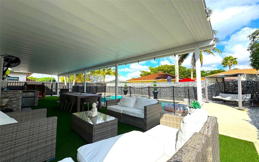 Modernly remodeled 4 bed, 2 bath Pool Home, New Quartz Kitchen and bathrooms, Luxurious vinyl floors throughout the home. Walking closet, All Stainless-Steel Appliances, Zebra Window Blinds, living room and Family area, Modern Fans/Led Lights throughout the home, Fresh Paint interior/Exterior. Beautiful, remodeled Pool Patio for Entertainment including Pool waterfall/fountain surrounded by artificial grass, Outdoor Bar with Granite top, TV and outside shower. You'll enjoy a tranquil relax living experience. This home is brimming with desirable features that are too many to list. It's an absolute must-see in person to truly appreciate its beauty. Close to Schools, Grocery Stories, Shopping Centers, Hospitals etc. NO HOA (No Association) Move in Ready!