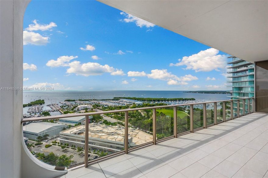 One of a kind 5 bedroom, direct bay, combination unit ( 1702/06 ) provides one of the most unique  floor plans and views in Coconut Grove. Located in the most sought after tower ( Bayshore Tower ) at Mr. C Residences Coconut Grove. Almost 3700 sf + 985 sf of continuous balcony. Two private parking spaces + valet. Only 01 and 02 owners have private parking spaces/garage. 12FT ceilings, spacious open floor plan, full service concierge reception, Butler service, 24 hour security. European porcelain flooring, custom designed Italian kitchens by ItalKraft with Italian Terrazzo and Quartz countertops. 5 Star hotel-like amenities including a variety of dining options, in home delivery, private Bellini Bar on the pool deck, private spa, Peloton studio, high tech fitness center, library and more!
