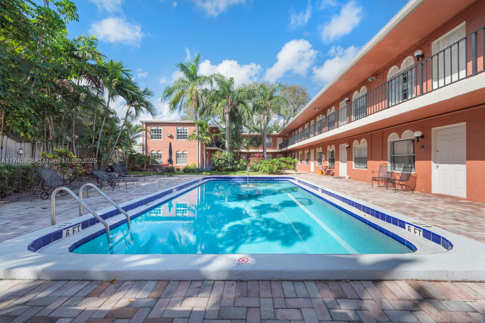 Sometimes you stumble across a condominium that lives like a townhouse, paying condo prices for townhouse living. This home is like that in that it is a corner unit with 3 different window exposures (East, South, and North), providing beautiful natural light and even views of the Ft Lauderdale skyline from the northern facing windows in one of the BR's. It's a 2nd story unit in a gated community with a pool and sundeck, community laundry and guest parking. The unit comes with 2 assigned parking spaces, which is unique. The location is superb, right in the heart of things, Ft Lauderdale is a great place to work and live, this home is in an awesome location, location, location! Affordable as well for a true 2BR in a charming and well run building, call to view today, easy to show!