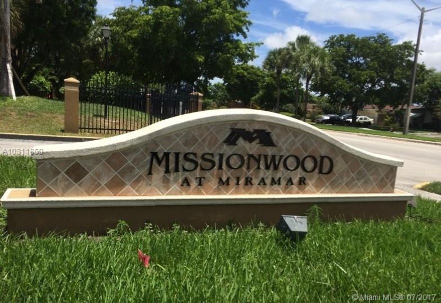 This is a 2 bedroom, 1.5 bathroom two story condo located in the community Missionwood at Miramar. It is a corner unit with a nice interior layout and a small patio in the back. The location is great, with major roads and the turnpike nearby as well as the Hard Rock Stadium. This condo is in need of repairs and is being sold AS-IS. Schedule your showing today. Please note that there is currently a special assessment of $234.68.