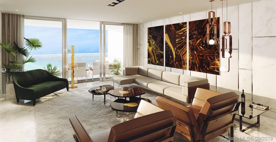 Pristine unit at the exclusive Fendi Chateau Building with only 56 residences.Residence 1004 features flow-through floor plan, 3 bedrooms,4.5 bathrooms, family and staff quarters & private elevator. Offers 10' ceilings, huge terraces, E to W exposure with magnificent Direct Ocean & City Skyline views. Floors are white greek marble.Kitchen has Fendi cabinetry with Gaggenau appliances.Enjoy personalized service & 5 star amenities that includes 2 pools, spa with indoor therapy pool, gym, private chef, movie theatre, beach service, concierge, kids room, barbecue and more.Unparalleled location, Fendi Residences expand over 300 ft of Oceanfront on Surfside beach.Walking distance to Bal Harbour Shoppes, local stores and renowned Restaurants.Monthly dues includes credit for the private restaurant.