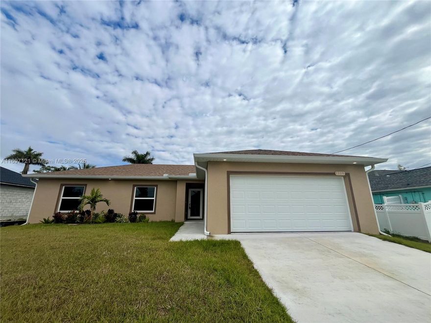 Welcome to your dream home in sunny Cape Coral! This stunning new construction features 3 bedrooms 2 bathrooms and a modern open floor designed for both comfort and style. Bright and airy living space boasts high ceilings, luxury finishes and beautiful tile floors throughout, perfect for everyday living. Home offers easy access to schools, shopping and main routes. Don't miss this opportunity to own a slice of​​‌​​​​‌​‌​​​‌‌​​​‌‌‌​​‌​​‌‌​​​​ paradise.